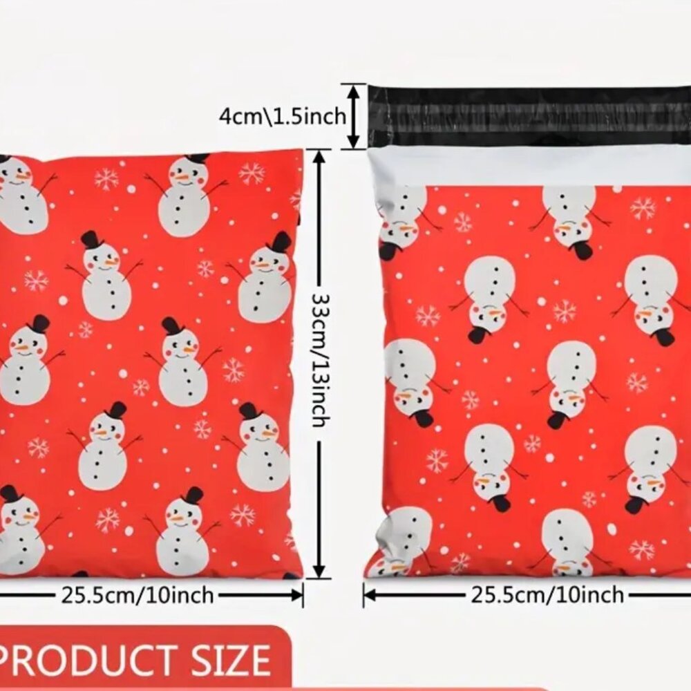 20pcs Snowman Print Durable Poly Mailers